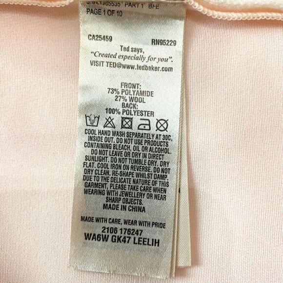 TED BAKER SOFT PINK LONG RIBBED KNIT COMBO SLEEVELESS BLAZER VEST - L - Picture 8 of 8